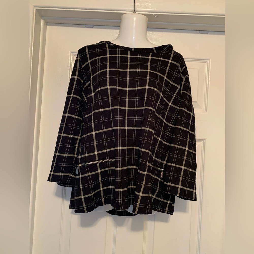 Chic IMNYC Plaid Top with Zipper Detail